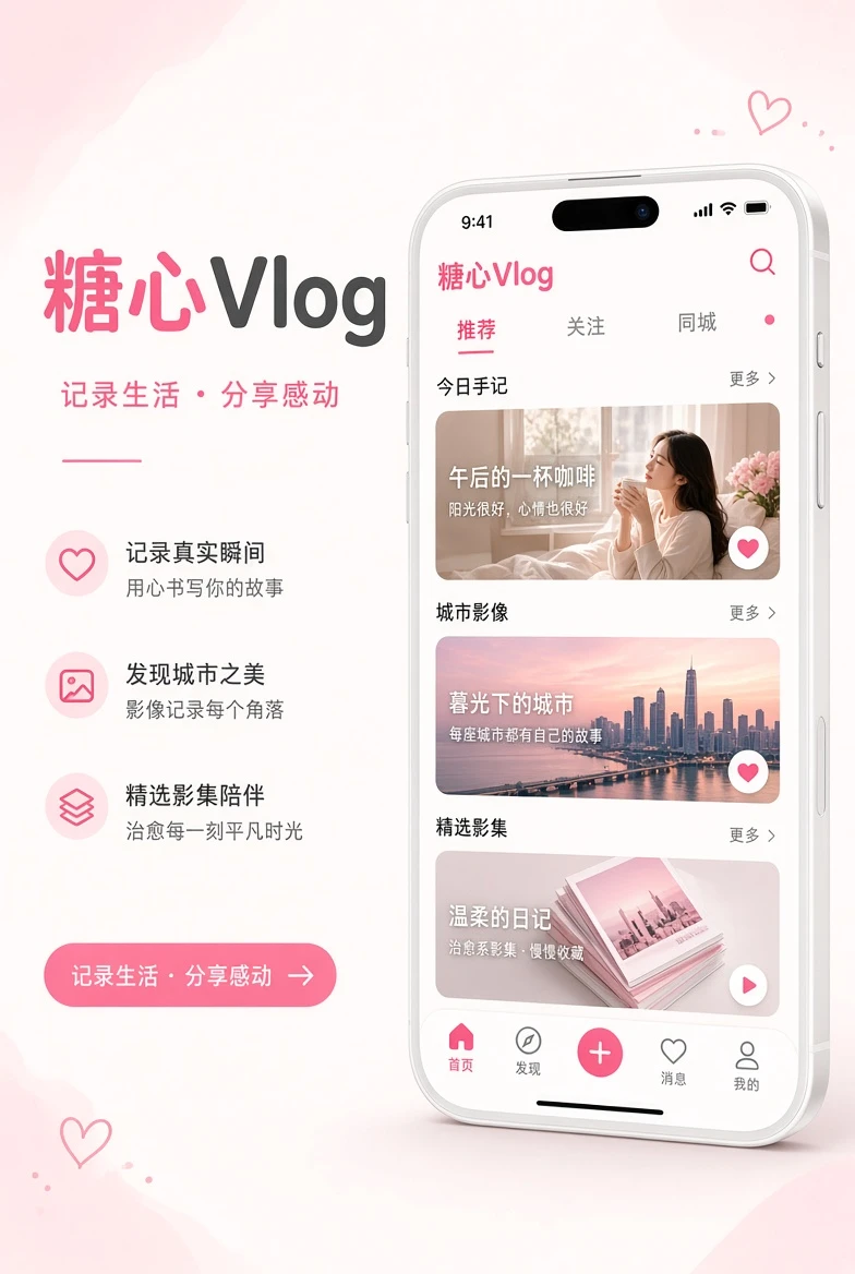 糖心Vlog移动端应用界面示意